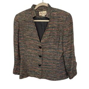 Westbrook‎ Structured Blazer with Notched Lapel and Shoulder Pads ALL SILK